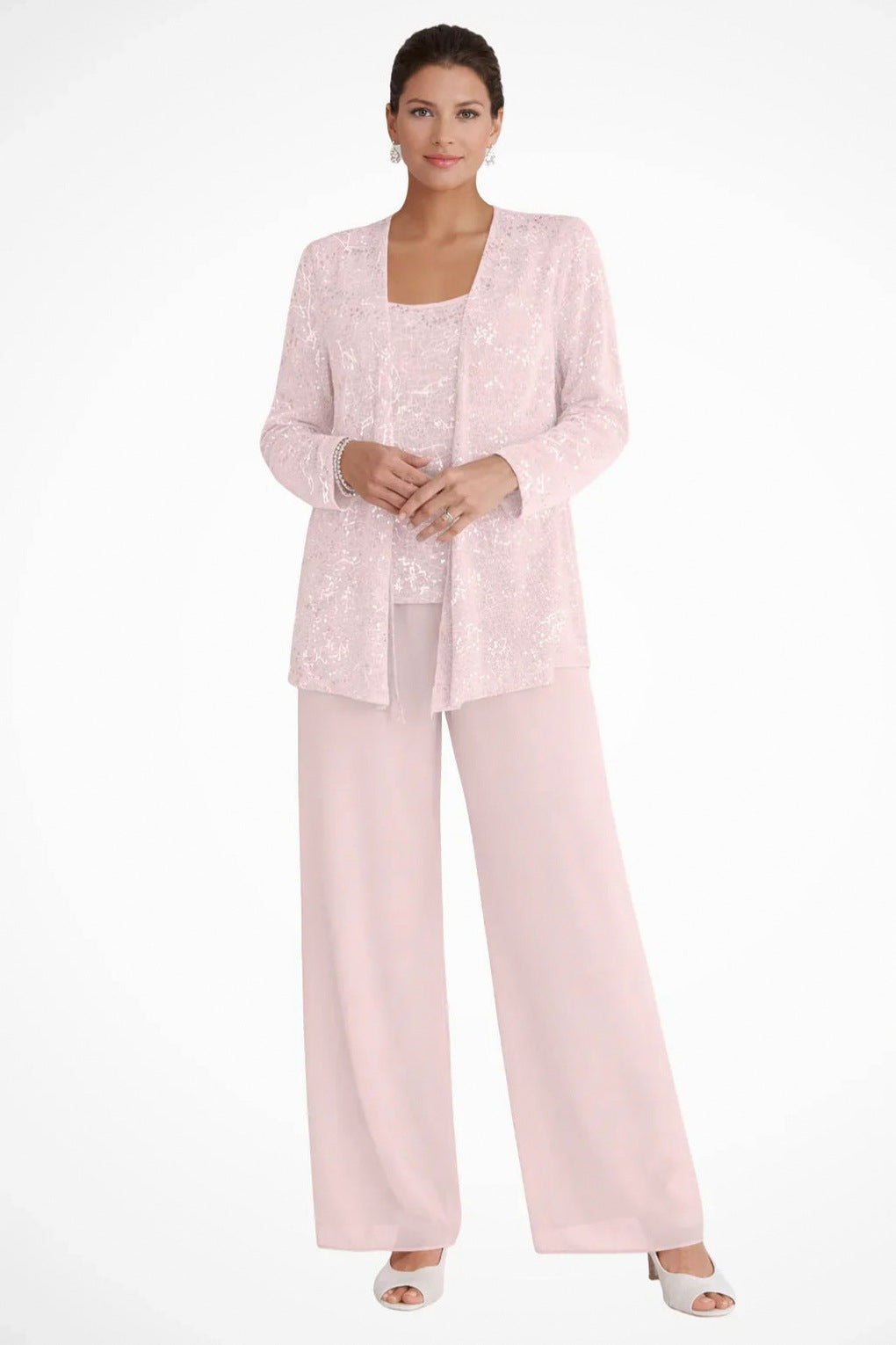 Sequin Long Sleeve Wide Leg Matching Set
