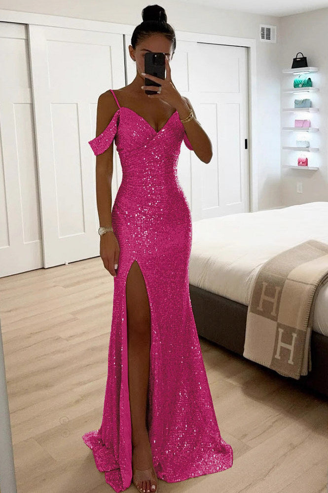 Sequin Off Shoulder Maxi Dress
