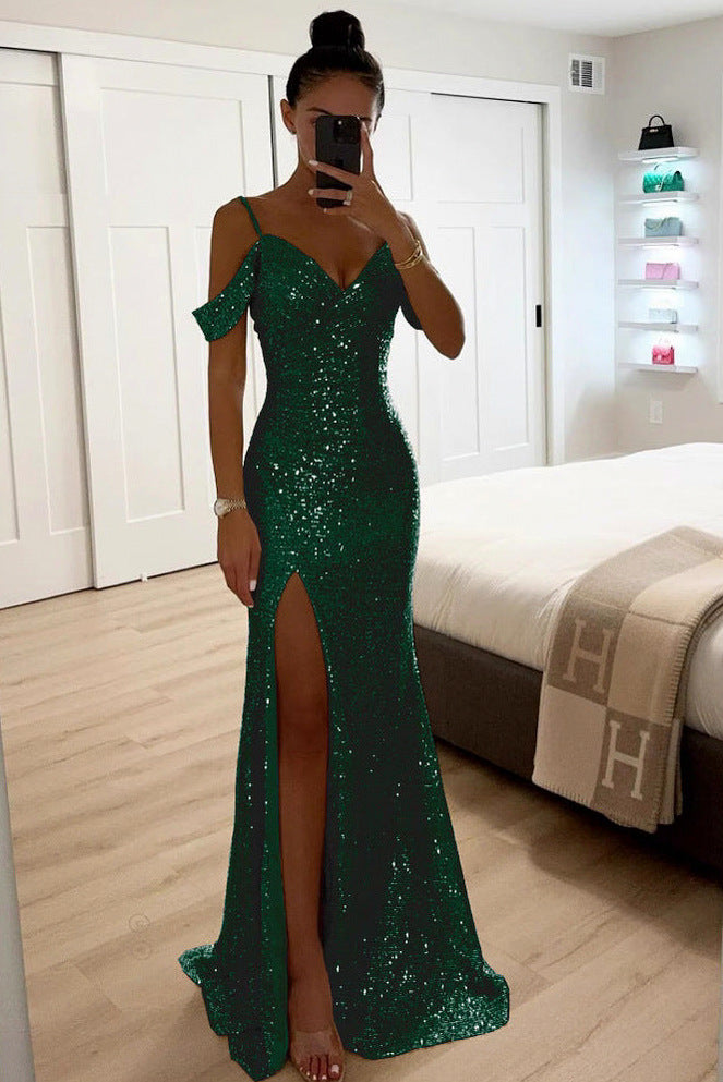Sequin Off Shoulder Maxi Dress