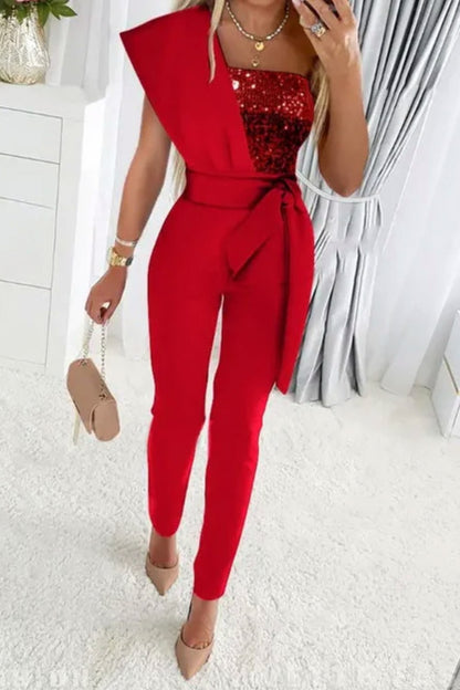 Sequin One Shoulder Jumpsuit