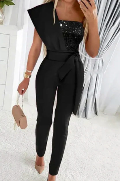 Sequin One Shoulder Jumpsuit