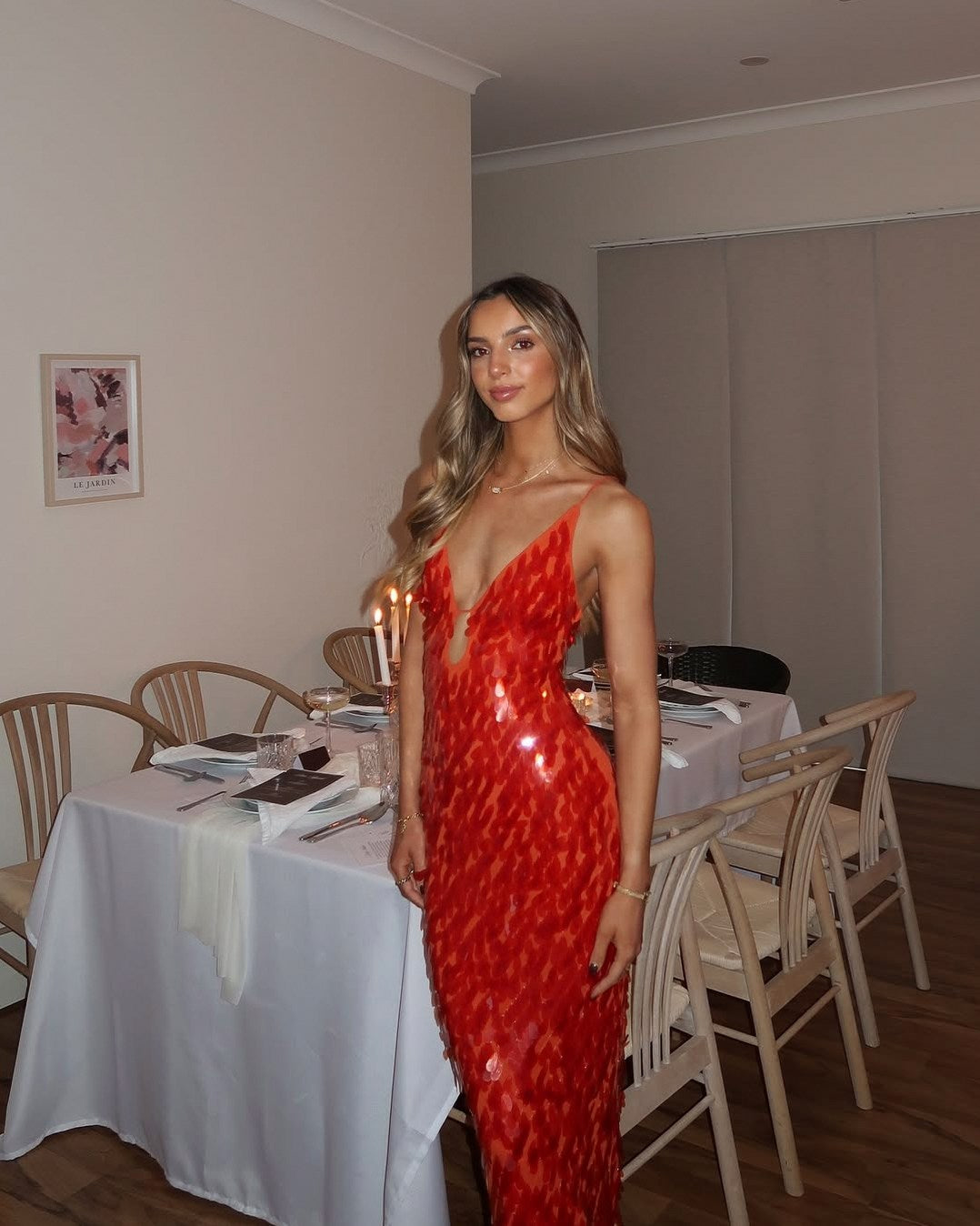 Sequin Plunge Cutout Maxi Dress