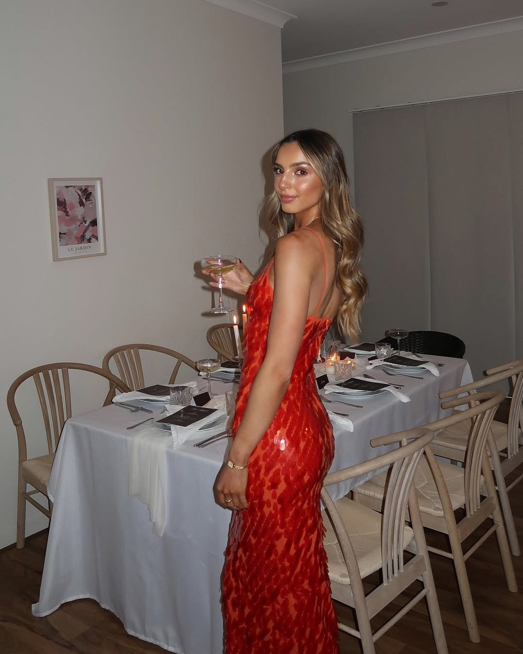 Sequin Plunge Cutout Maxi Dress