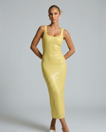 Sequin Scoop Neck Maxi Dress