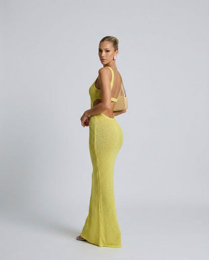 Sequin Scoop Neck Maxi Dress