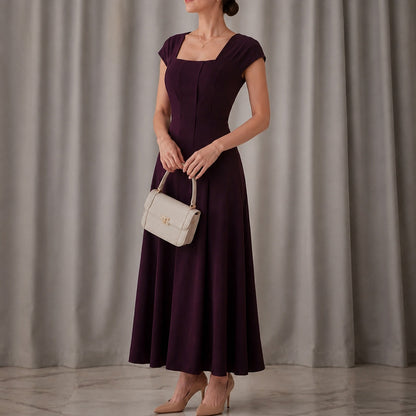 Square Neck Cap Sleeve Maxi Dress
