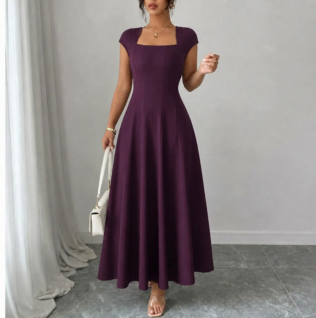 Square Neck Cap Sleeve Maxi Dress