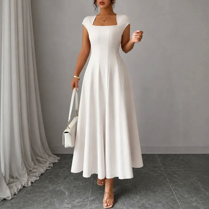 Square Neck Cap Sleeve Maxi Dress