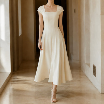 Square Neck Cap Sleeve Maxi Dress