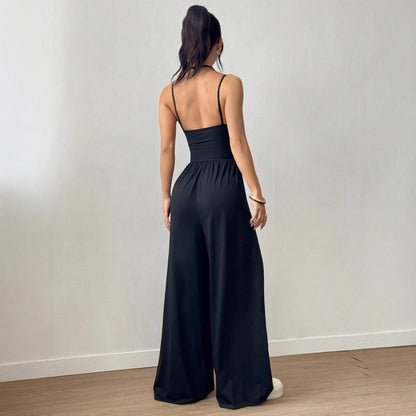 Square Neck Ruched Wide Leg Jumpsuit