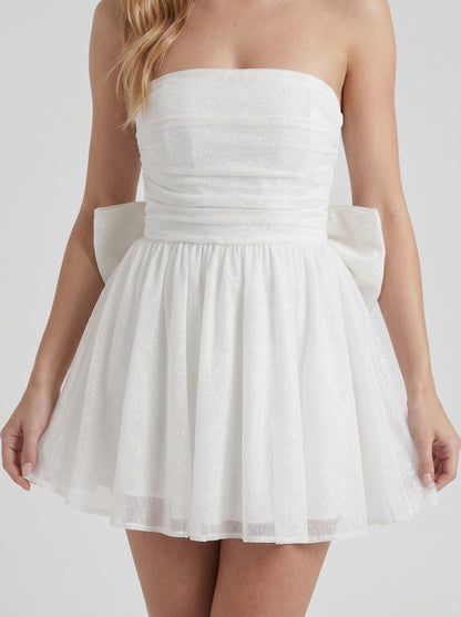 Strapless Bow Babydoll Mini Dress