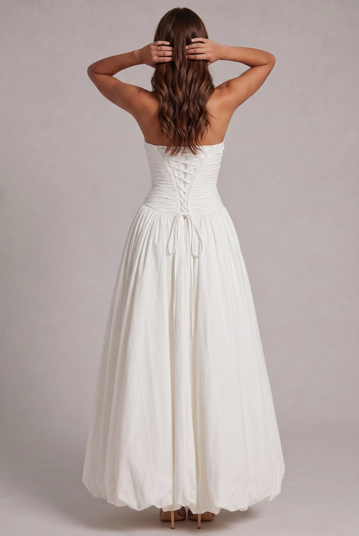 Strapless Drop Waist Bubble Hem Maxi Dress