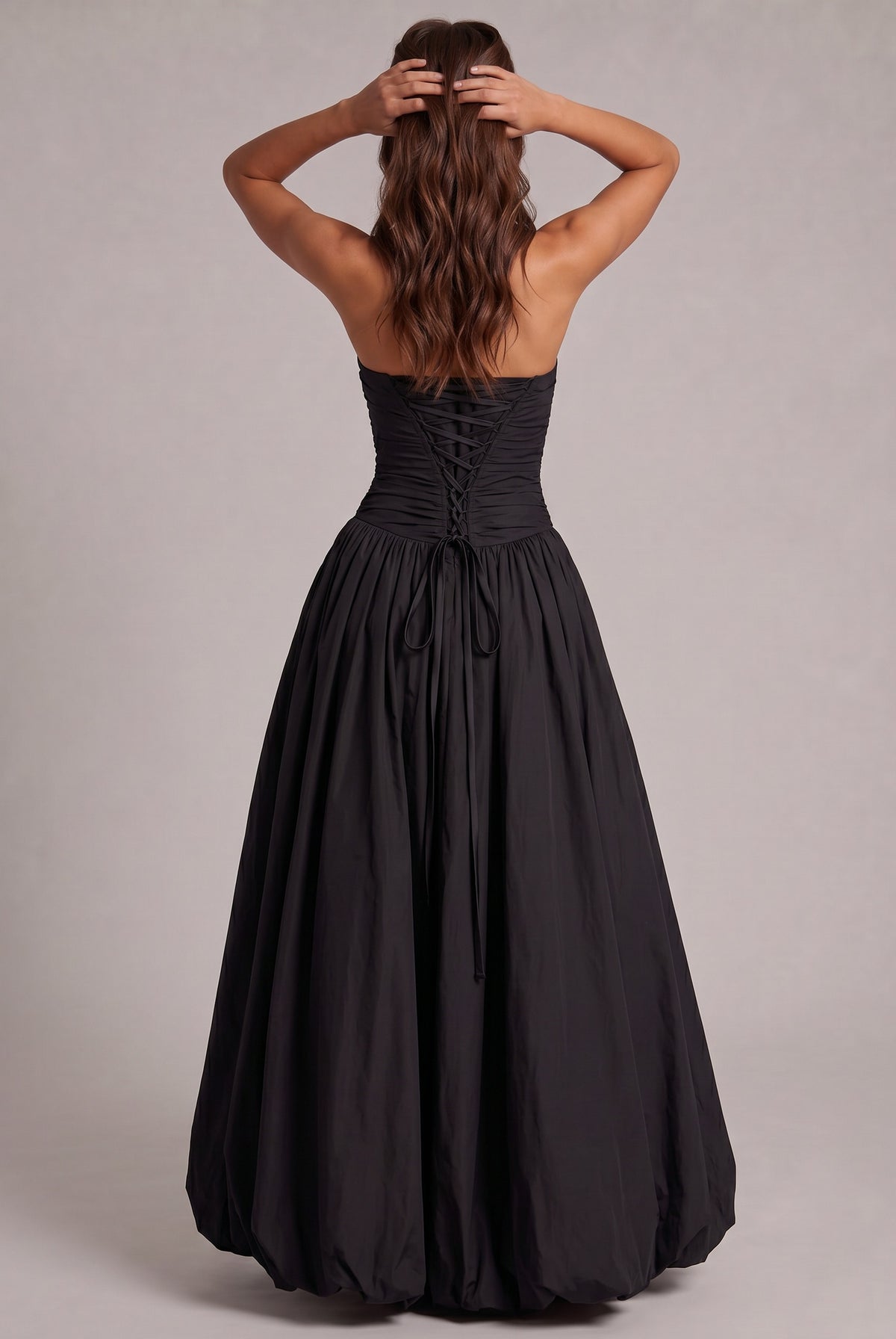 Strapless Drop Waist Bubble Hem Maxi Dress