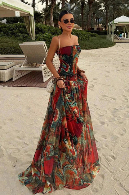Strapless Drop Waist Maxi Dress