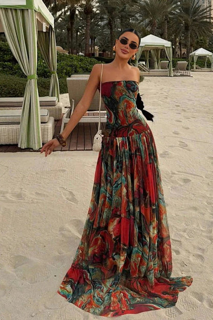 Strapless Drop Waist Maxi Dress