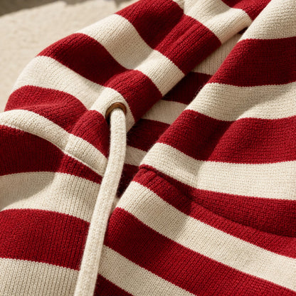 Striped Hooded Knit Midi Dress