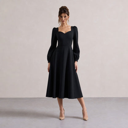 Sweetheart Long Sleeve Midi Dress