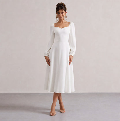 Sweetheart Long Sleeve Midi Dress