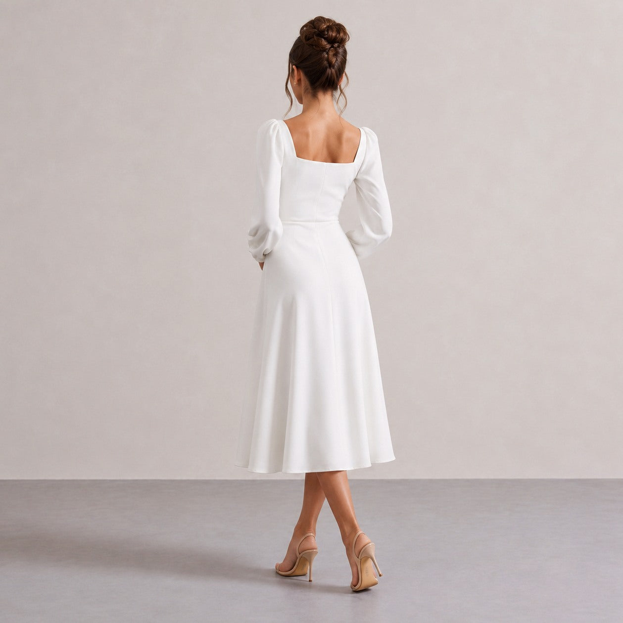 Sweetheart Long Sleeve Midi Dress