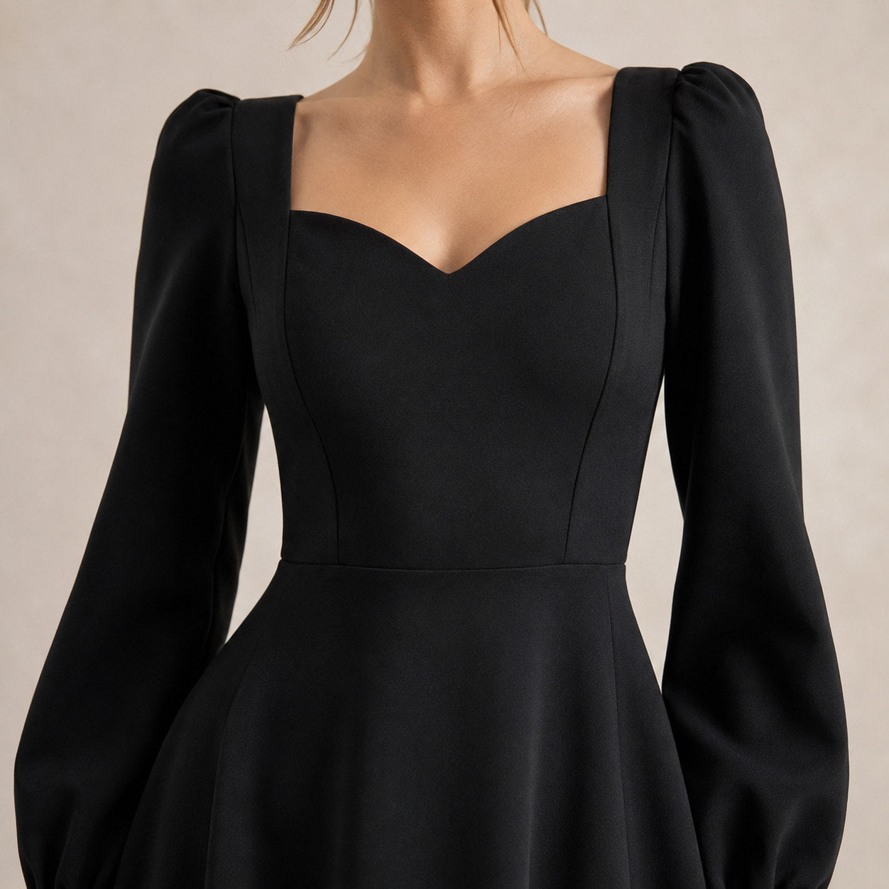 Sweetheart Long Sleeve Midi Dress