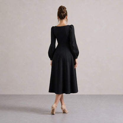 Sweetheart Long Sleeve Midi Dress