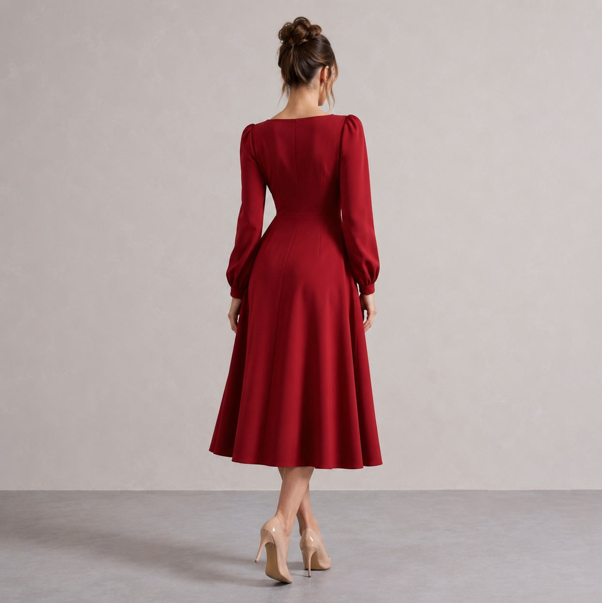 Sweetheart Long Sleeve Midi Dress