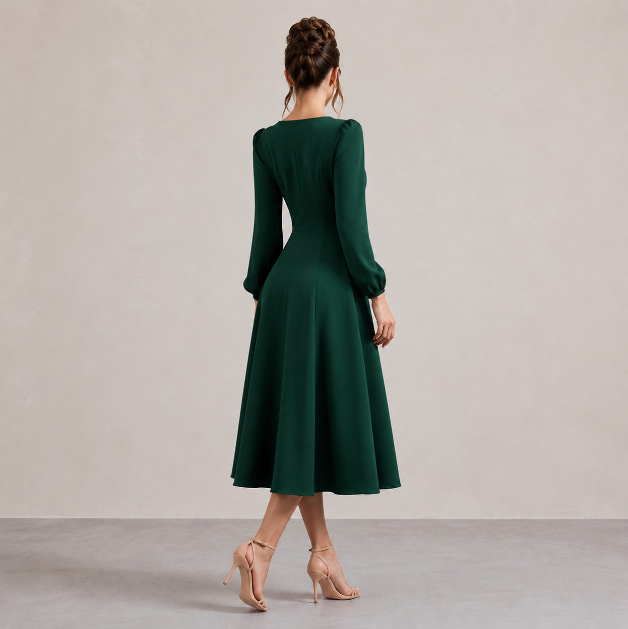 Sweetheart Long Sleeve Midi Dress