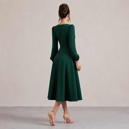 Sweetheart Long Sleeve Midi Dress