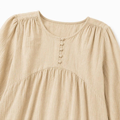 Tiered Long Sleeve Babydoll Maxi Dress
