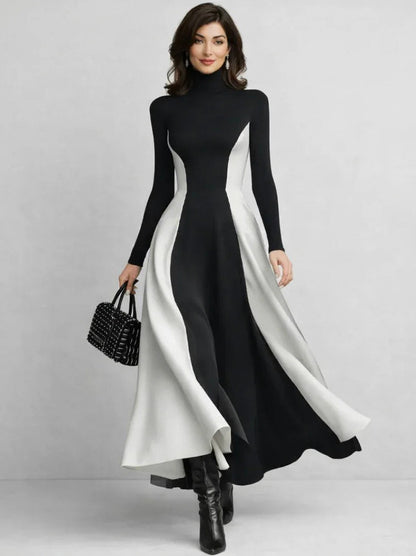 Turtleneck A-Line Maxi Dress