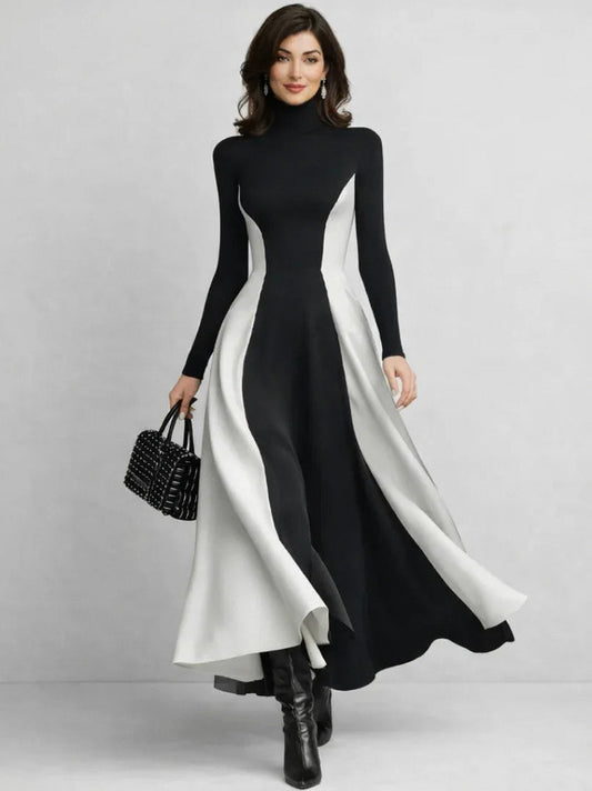 Turtleneck A-Line Maxi Dress
