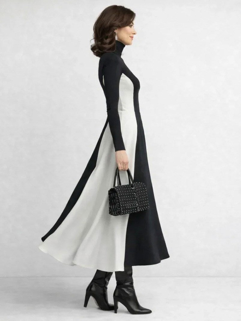 Turtleneck A-Line Maxi Dress