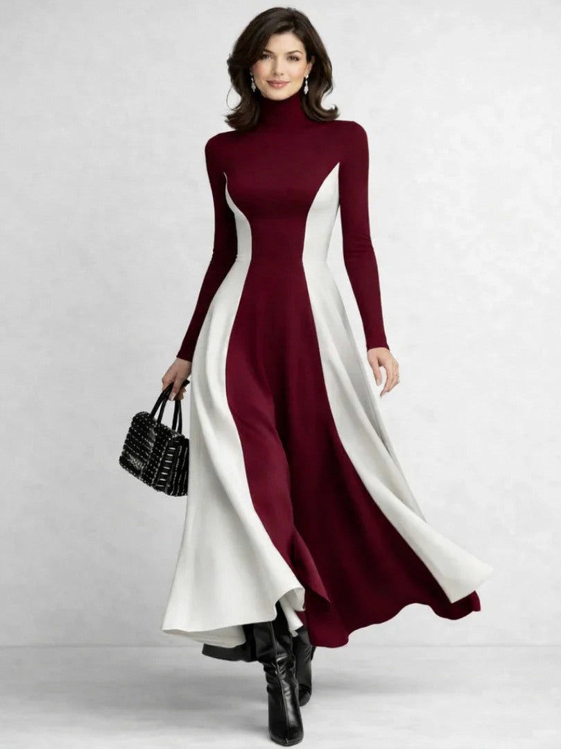 Turtleneck A-Line Maxi Dress