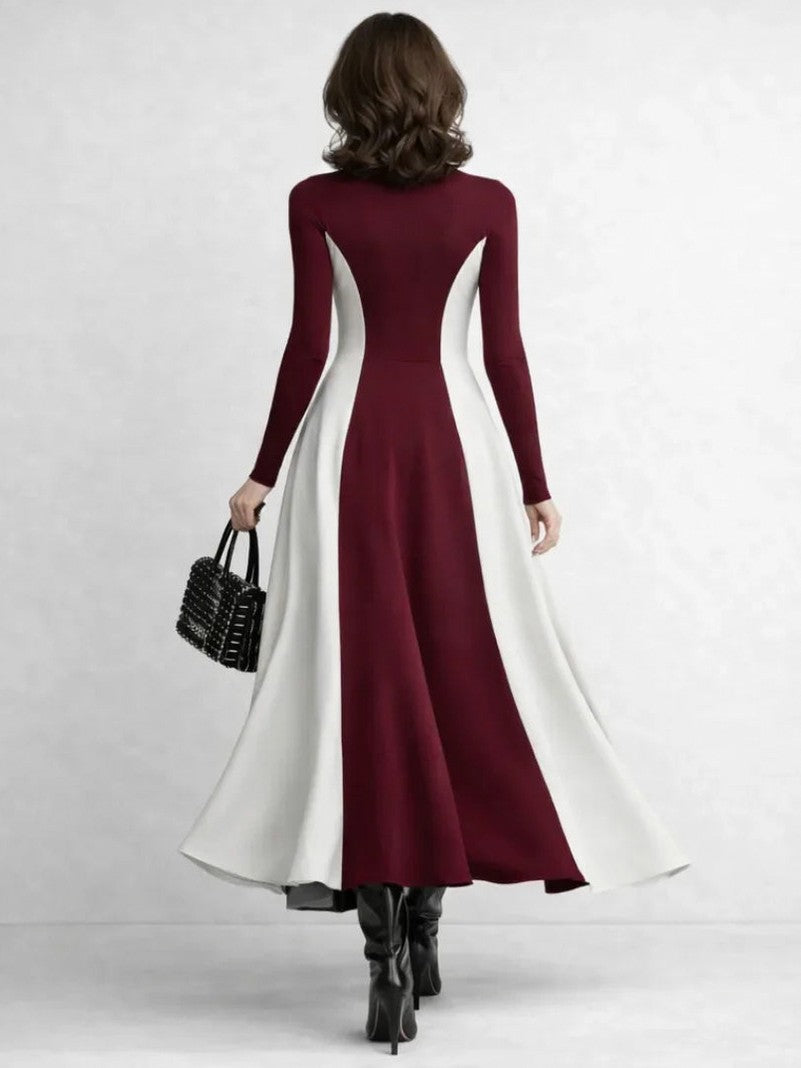 Turtleneck A-Line Maxi Dress