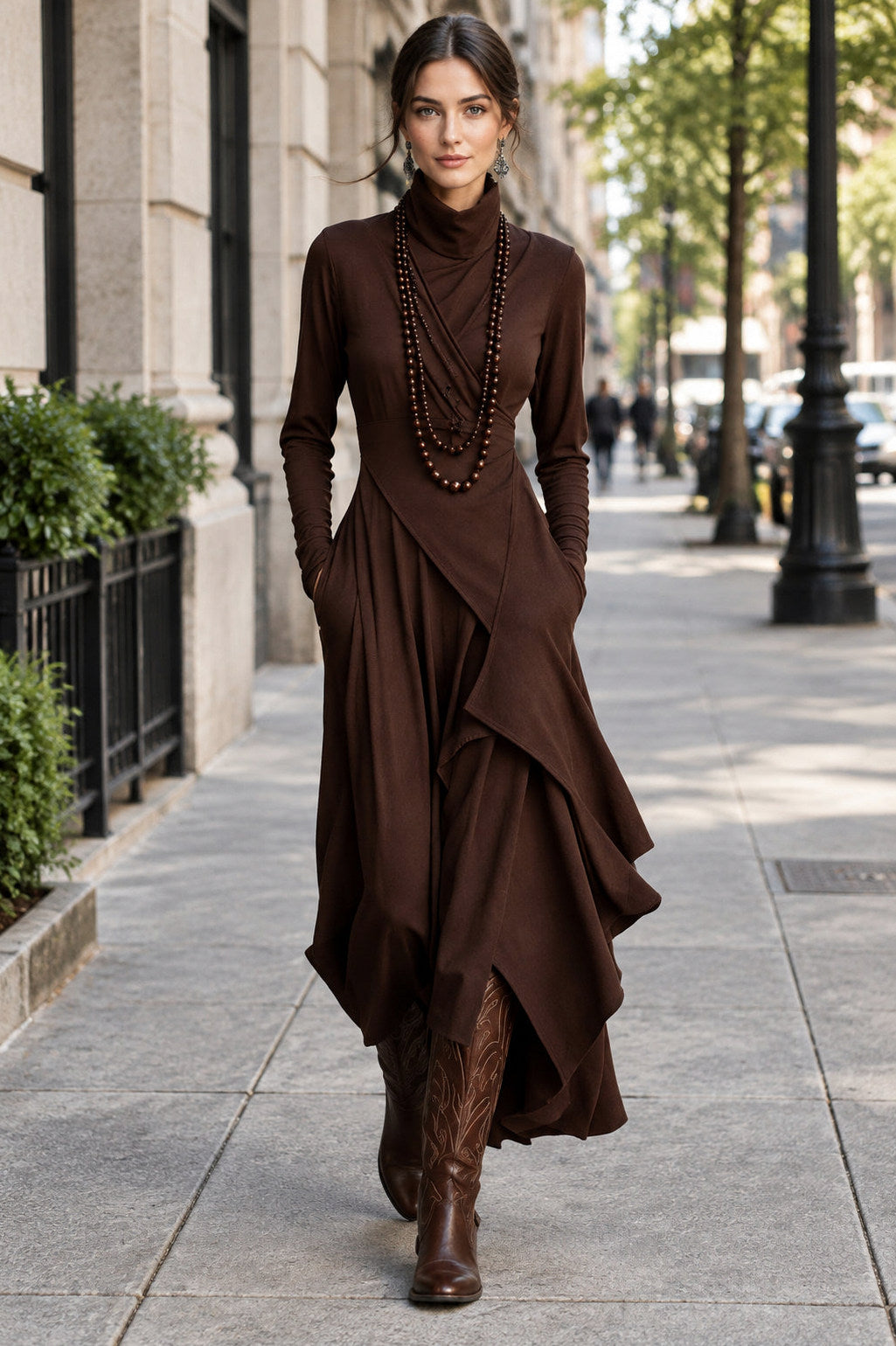 Long Sleeve Turtleneck Maxi Dress