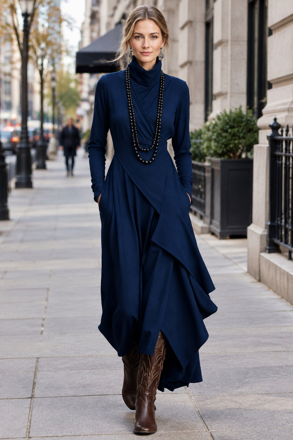 Long Sleeve Turtleneck Maxi Dress