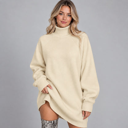 Long Sleeve Turtleneck Oversized Mini Sweater Dress
