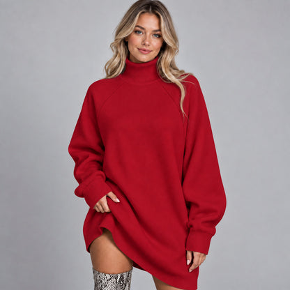 Long Sleeve Turtleneck Oversized Mini Sweater Dress