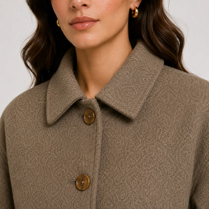 Tweed Button Front Collared Jacket