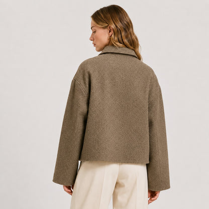 Tweed Button Front Collared Jacket