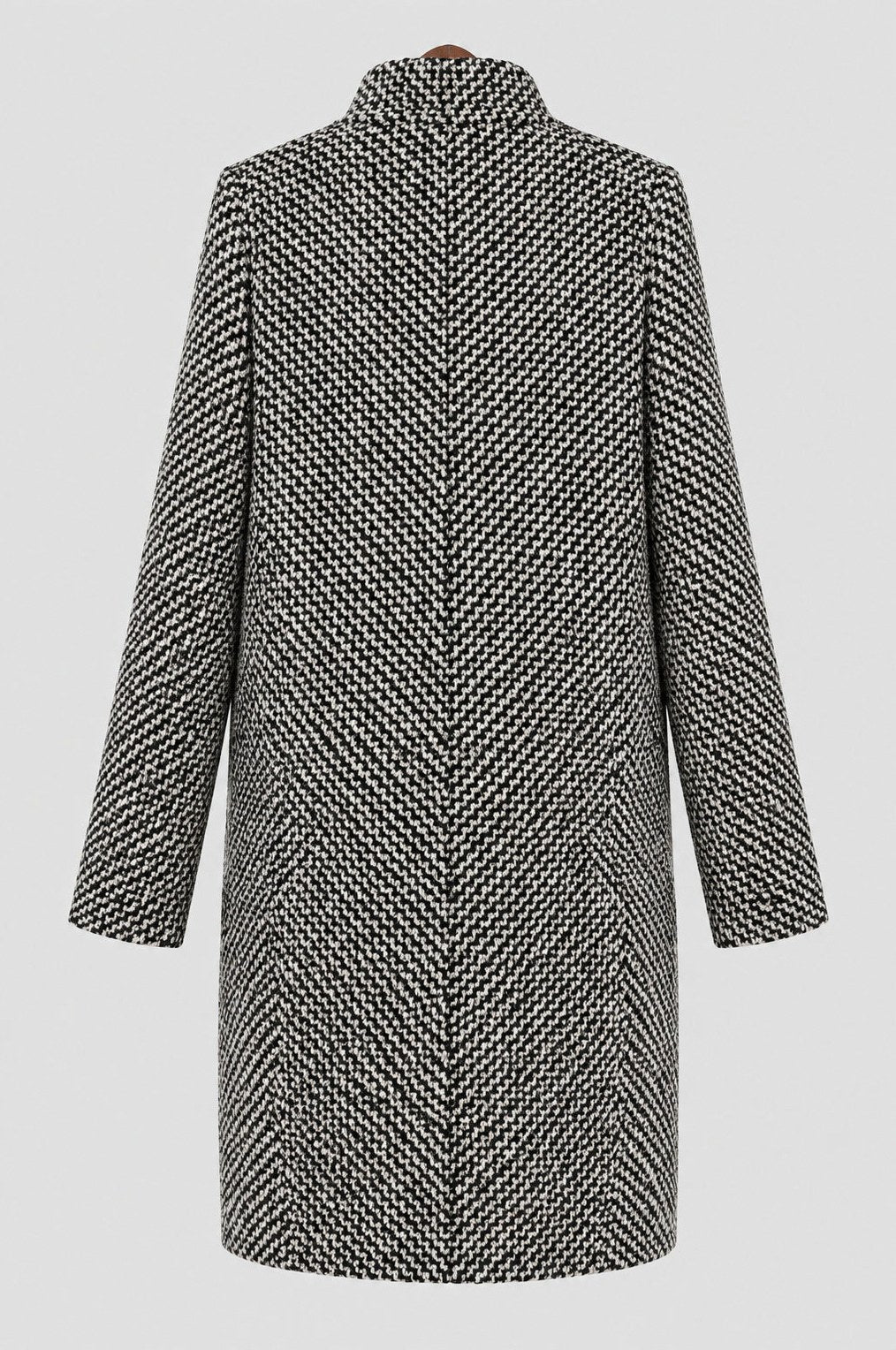 Tweed Houndstooth Double Breasted Coat
