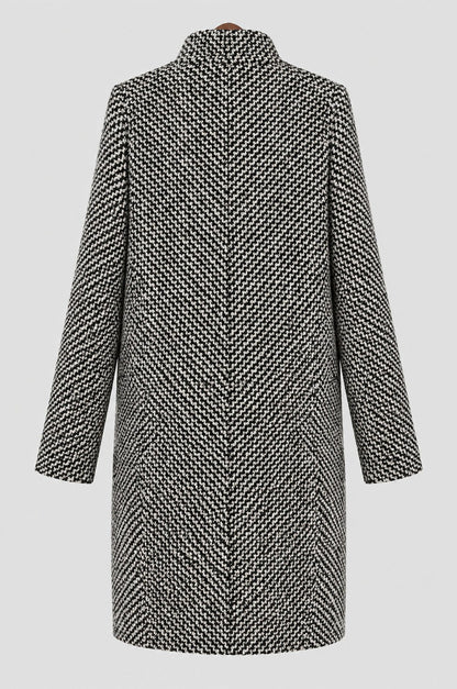Tweed Houndstooth Double Breasted Coat