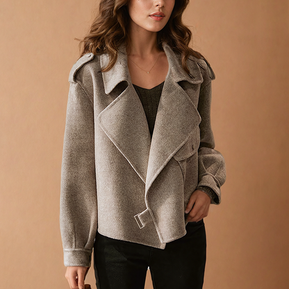Tweed Wide Lapel Cropped Jacket