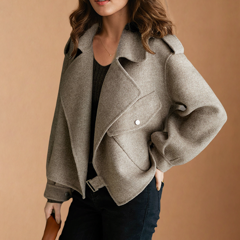 Tweed Wide Lapel Cropped Jacket