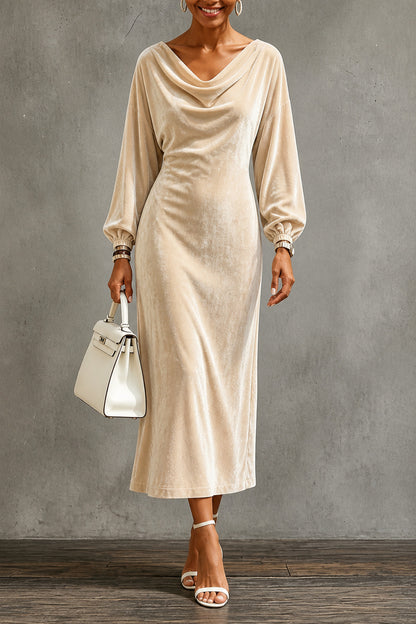 Velvet Cowl Neck Maxi Dress