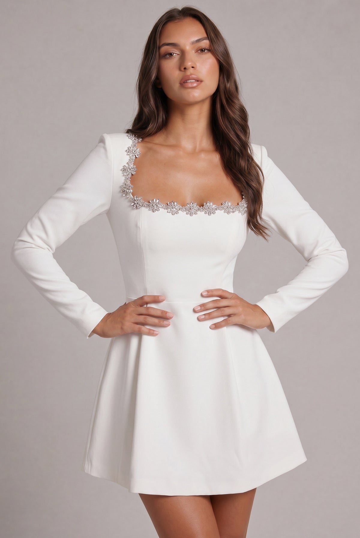 Velvet Long Sleeve A-Line Mini Dress