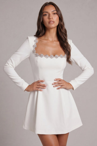 Velvet Long Sleeve A-Line Mini Dress