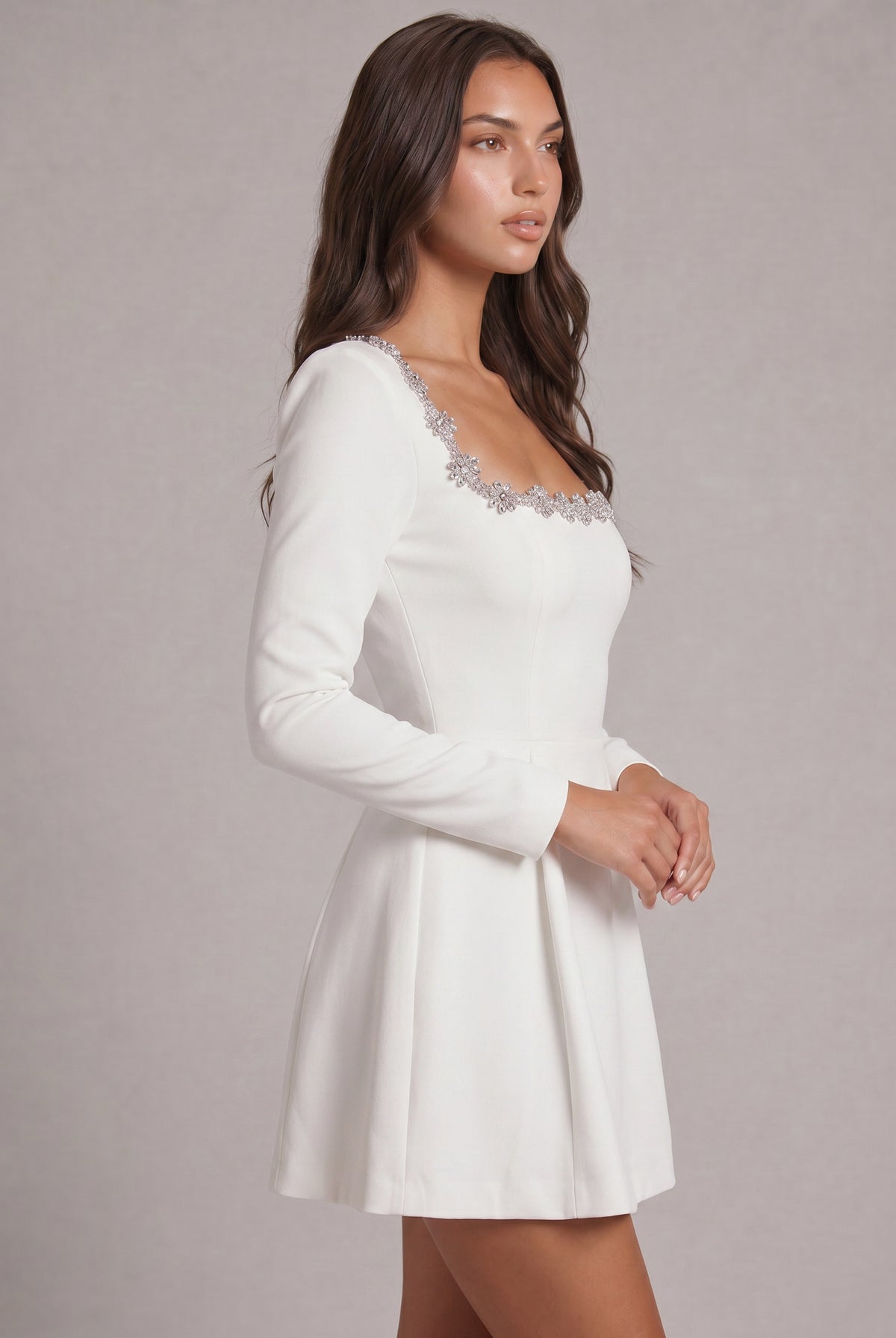 Velvet Long Sleeve A-Line Mini Dress