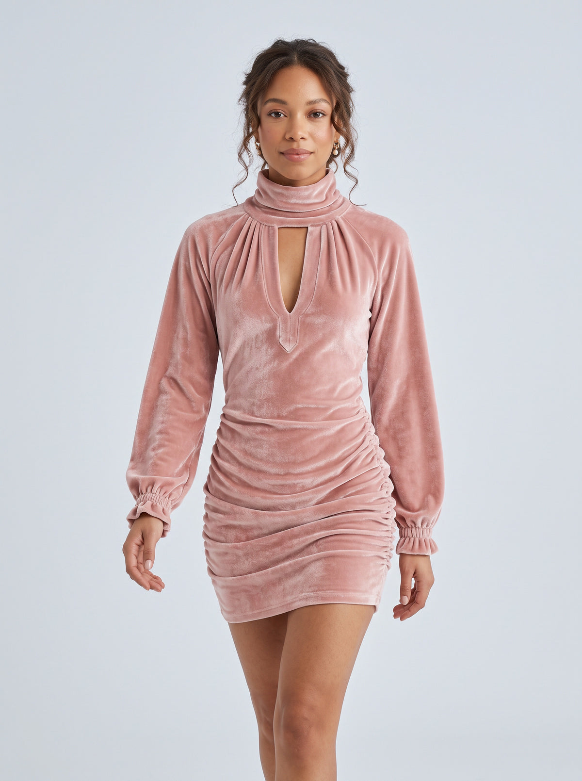 Velvet Long Sleeve Mini Dress