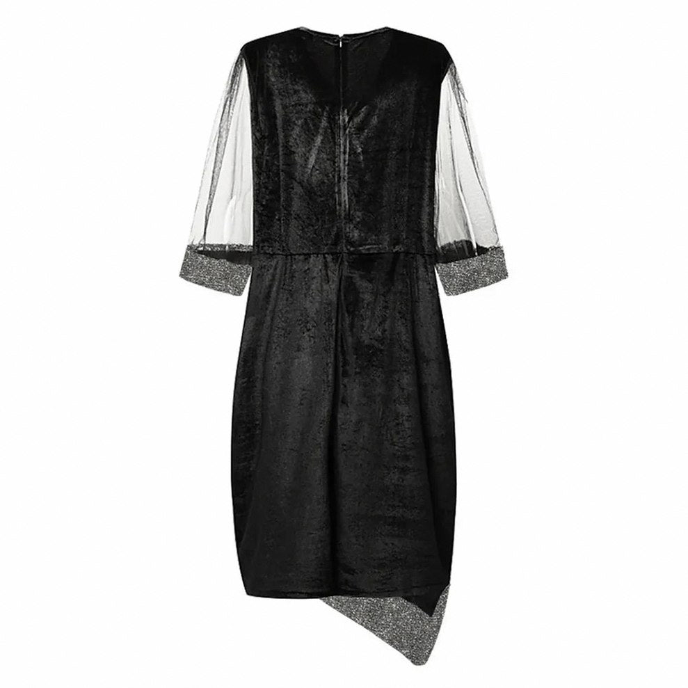 Velvet 3/4 Mesh Sleeve Sequin Midi Dress